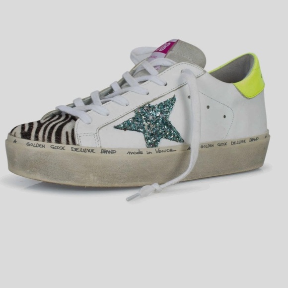 Golden Goose Shoes - GOLDEN GOOSE HI STAR CLASSIC Leather  Zebra Toe Lemon Back  SIZE 37